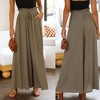 Womens Dressy Pants Casual Elastic Waist Wide Leg Pants Trousers Loose Lounge Beach Travel Vacation Green L - 3 of 3