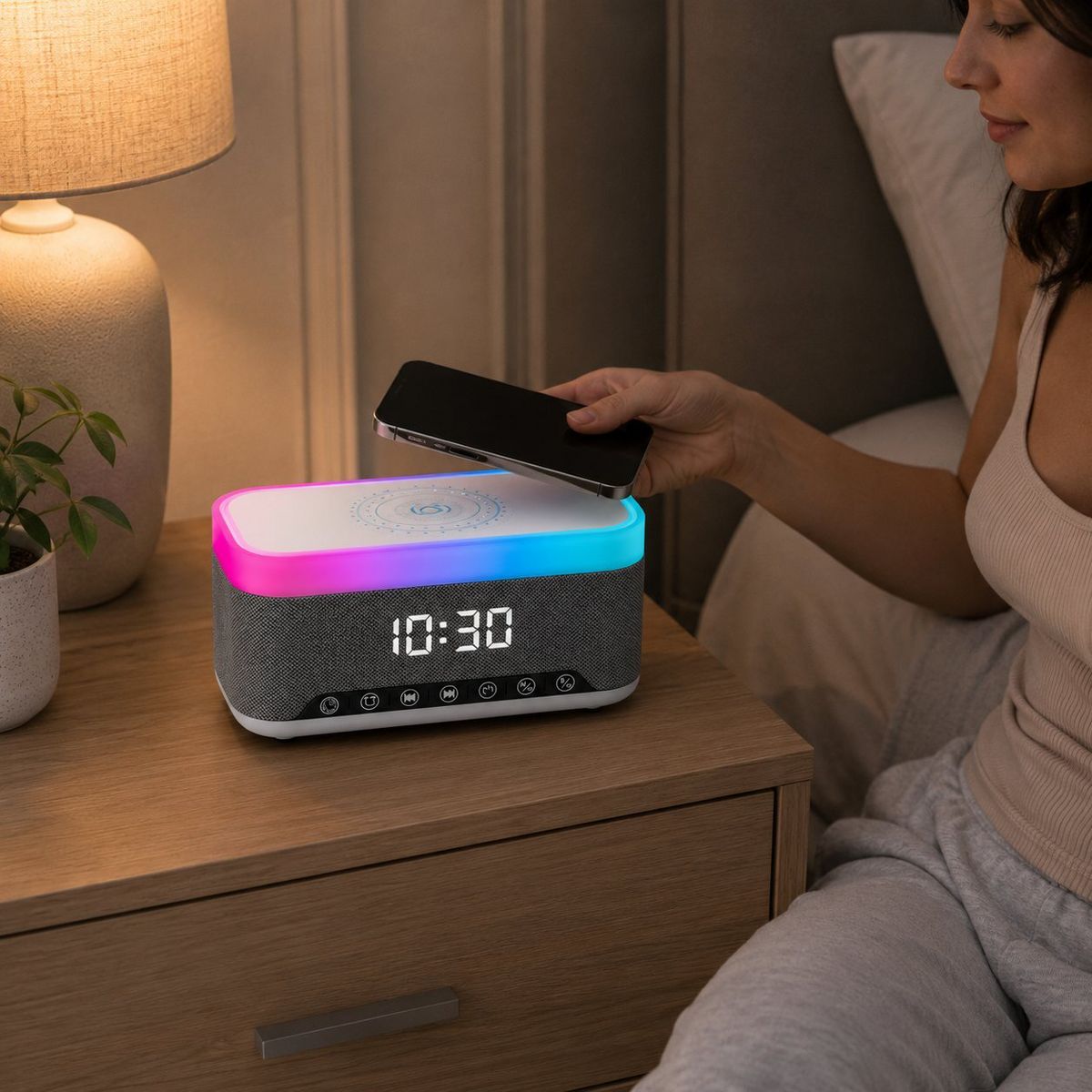 Pursonic All-in-One Alarm Clock with Bluetooth Speaker, FM Radio & Qi Wireless Charging – Your Complete Nightstand Companion - thumbnail 5