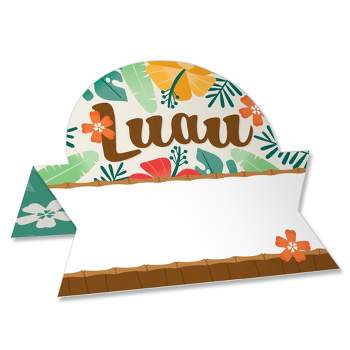 Big Dot of Happiness Tropical Luau - Hawaiian Beach Party Tent Buffet Card - Table Setting Name Place Cards - Set of 24