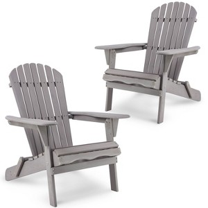 VASIP Set of 2 Folding Adirondack Chair Outdoor Adirondack Chair Weather Resistant  for Garden, Lawn, Backyard - 1 of 4