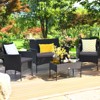 Tangkula 8PCS Rattan Furniture Set Cushioned Sofa Coffee Table Backyard Porch Patio Grey - 2 of 4