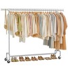 Silver£¬ Chrome - Plated Clothes Rack with Wheels Heavy Duty, Extendable Hanging Rod, 243 lb Load Capacity, Size: 17.7 x (63 - 78.7) x 64.1 Inches - 2 of 4