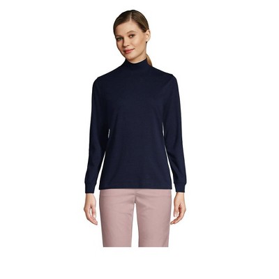 Lands' End Women's Tall Relaxed Cotton Long Sleeve Mock Turtleneck