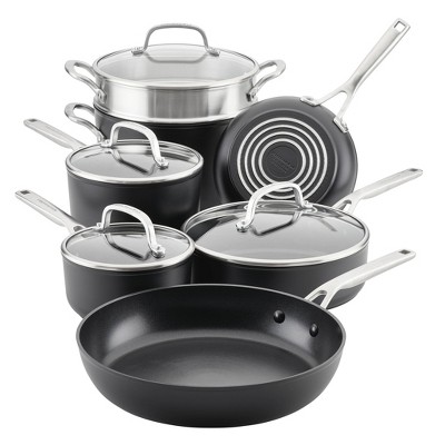 Kitchenaid 10pc Hard Anodized Nonstick Cookware Set Black : Target