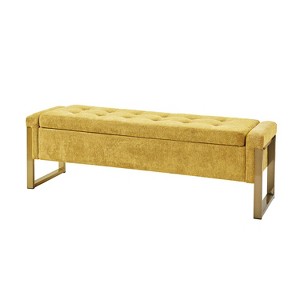 Octavio Modern Upholstered Flip Top Storage Bench with Metal Legs|ART OF LIVING DESIGNS - 1 of 4
