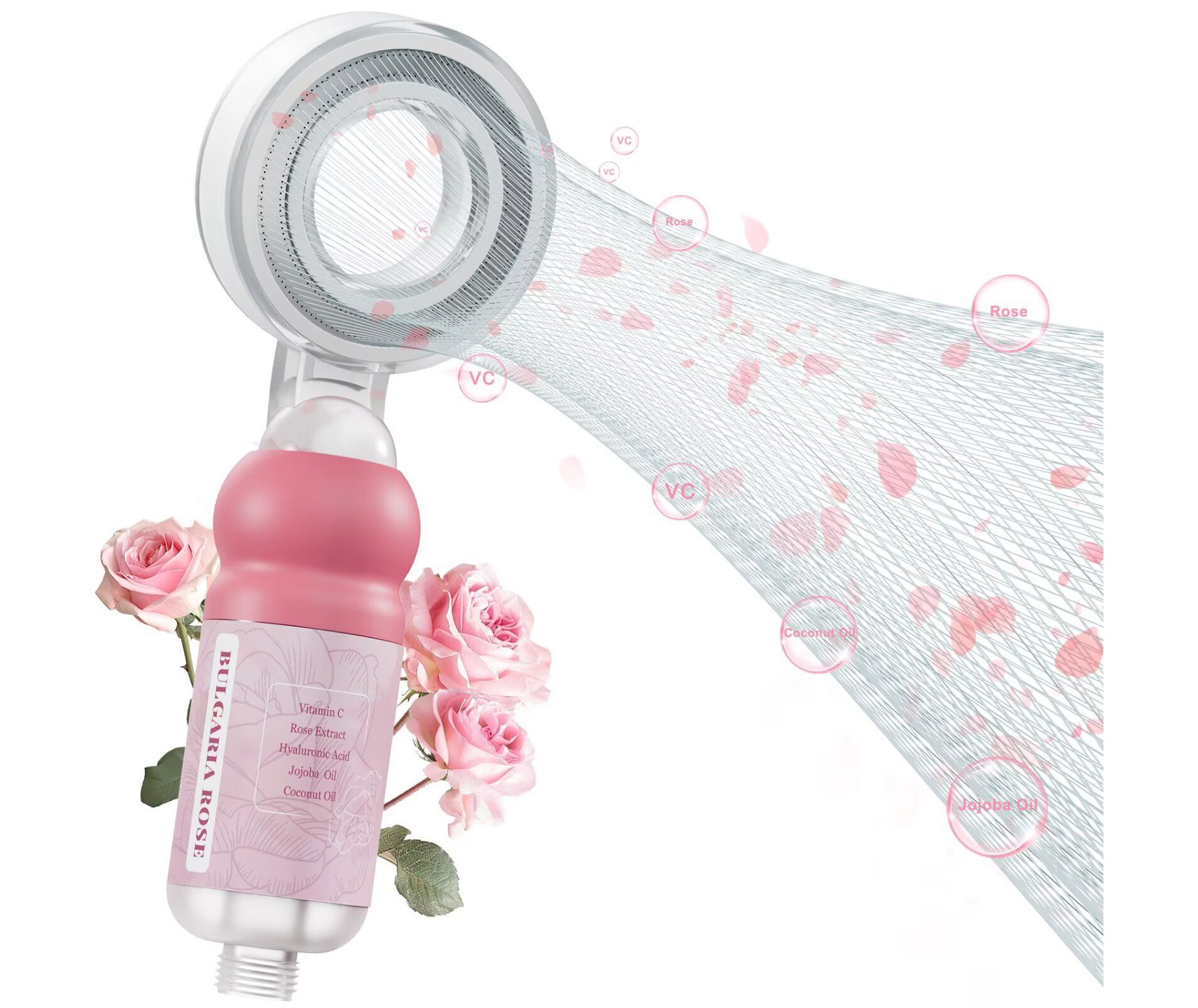 Vitamin C & Aromatherapy Skincare Spa Shower Head with Handheld, Pink Filtered Showerhead for Hard Water