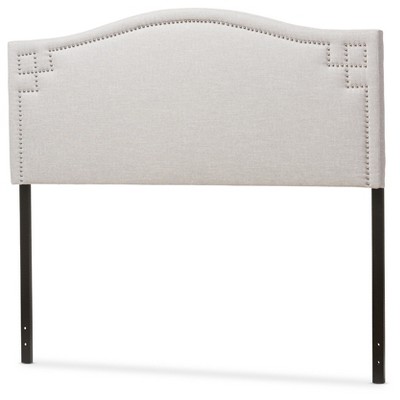 Greyish Beige Tufted Upholstered Queen Headboard with Nailhead Trim