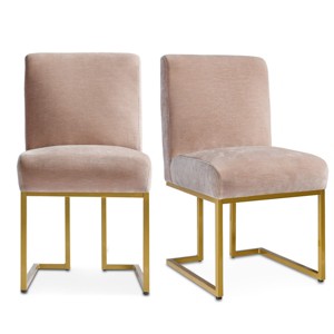 Set of 2 Mason Modern Dining Chairs With Gold Metal Sled Base Upholstered Fabric Dining Chairs-Maison Boucle - 1 of 4