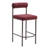 HomeRoots Set of Two 26" Red and Bronze Shearling and Steel Low Back Counter Height Bar Chairs - 4 of 4
