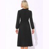 INSPIRE CHIC Women's A-Line Flowy Long Sleeve Tie V Neck Pleated Midi Dress - 3 of 4
