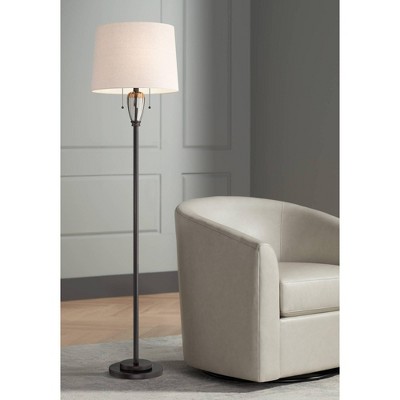 Bronze 64" Floor Lamp with Linen Drum Shade