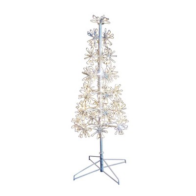 Season's Designs 3 Ft Snowflake Light Cluster Tree with Metal Stand 56 LED Cool White & Blue Flashing Lights Indoor/Outdoor Christmas Decoration