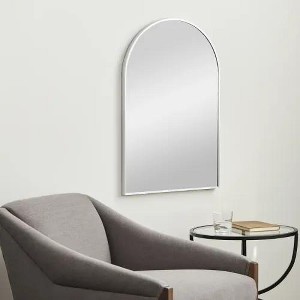 24x36 Inch Silver Metal Framed Arched Bathrrom Mirror for Wall.(W2203134098) - 1 of 4
