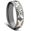 Pompeii3 Mens 10k Black Gold Wave Wedding Band - 3 of 4
