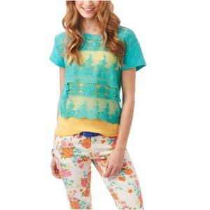 Aeropostale Womens Cropped Crochet Embellished T-Shirt - 1 of 1