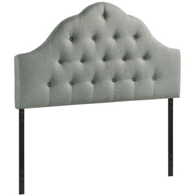 Gray Tufted Upholstered King Fabric Headboard