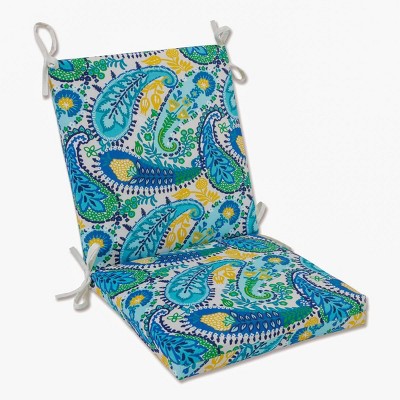 Outdoor/Indoor Squared Corners Chair Cushion Amalia Paisley Blue - Pillow Perfect
