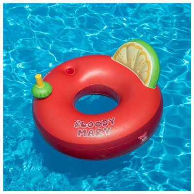 Swimline 41” Inflatable Perfect Bloody Mary 1-Person Swimming Pool Ring - Red/Green