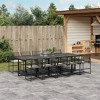 vidaXL Patio Dining Set with Cushions Outdoor Table and Chair Black Poly Rattan - 2 of 4