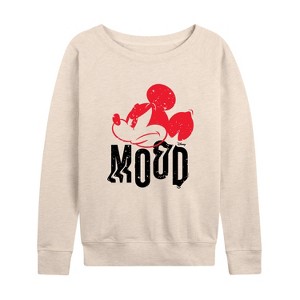 Women's - Disney - Mickey & Friends Lightweight French Terry Wide Neck Long Sleeve Shirt - 1 of 4