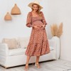 Coolmee Women's Maternity Boho Floral Dress Long Sleeve A Line Smocked Pregnancy Dress Ruffle Flowy Maxi Dressfor Photoshoot Shower - 2 of 4