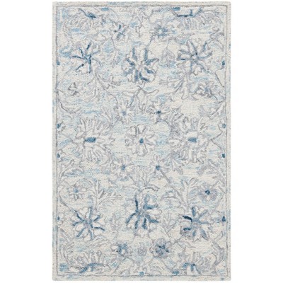 Light Blue Ivory Hand-Tufted Wool 4' x 6' Area Rug