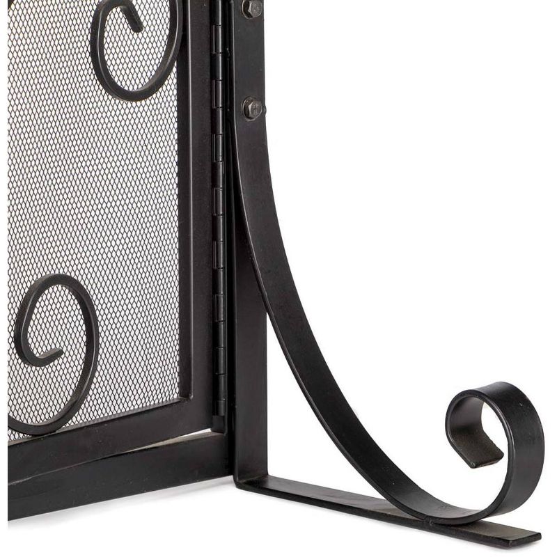Plow & Hearth - Small Crest Fireplace Fire Screen with Doors, 38" W x 31_" H at Center, 3 of 7