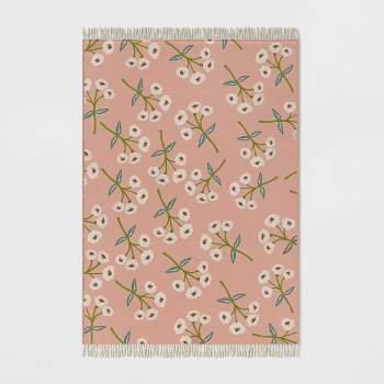 7' x 10' Fringed Outdoor Rug Floral Blush - Opalhouse™