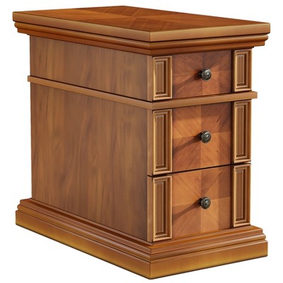 Tribesigns Narrow End Table with 3 Drawers for Living Room, Finished Back