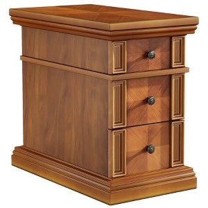Tribesigns Narrow End Table with 3 Drawers for Living Room, Finished Back - 1 of 4