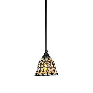 Toltec Lighting Any 1 - Light Pendant in  Matte Black with 7" Crescent Art Glass Shade - 1 of 1