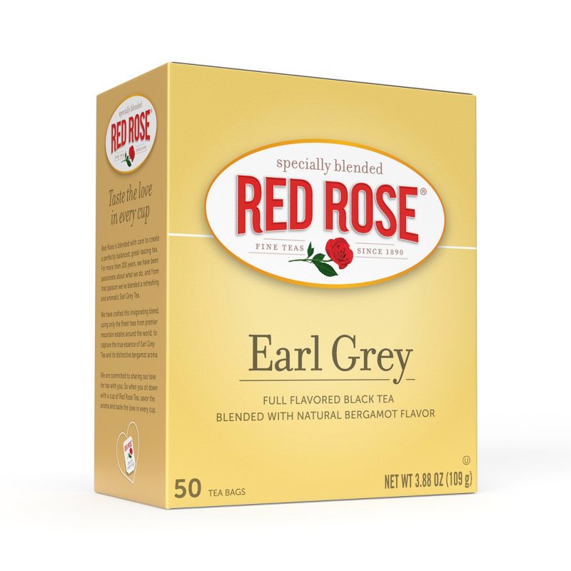 Red Rose Earl Grey Tea Full Flavored Black Tea with 50 Individually Wrapped Tea Bags Per Box (Pack of 6), 2 of 6