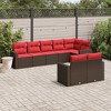 vidaXL 8 Piece Patio Sofa Set with Cushions - Brown and Red Without Table - 2 of 4