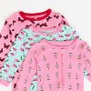 Leveret Girls Cotton Baby Footed Pajamas – 3 Pack – Dance & Flutter Sleepers - 2 of 4