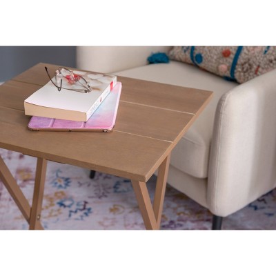 Elegant Gray Acacia 4-Piece Tray Table Set with Stand