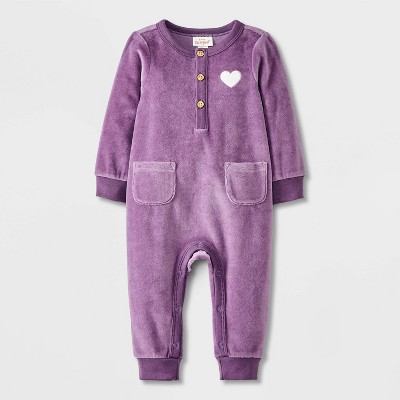 Image of Baby Velour Romper - Cat & Jack™ Purple Newborn