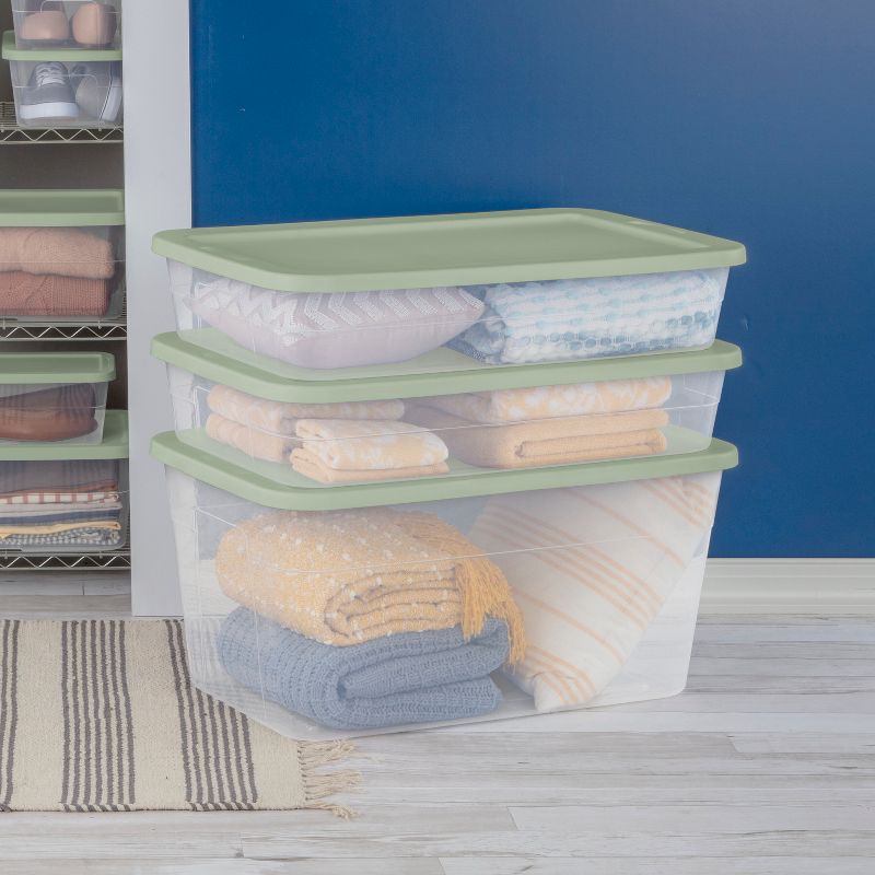 56qt Storage Box clear with Green or Gray Lids - Room Essentials&#8482;, 5 of 14