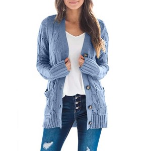 Haute Edition Women's Cable Knit Button Up Sweater Cardigan - 1 of 2