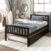 Twin Size Bed Frame with Trundle and Headboard, Wood Slats Support Sofa Bed for Guest, Platform Bed for Bedroom,No Box Spring Needed - image 2 of 4