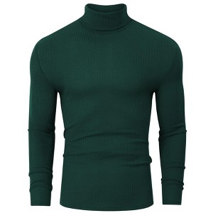 BLUEMING Men's Turtle Neck Sweater Tops Knitted Rib Textured Mens Basic Tops Lightweight Thermal Base Layer - 1 of 4