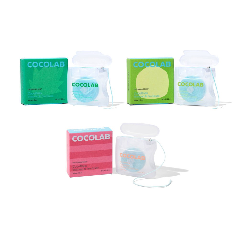 Cocolab Cocofloss Refillable Woven Expanding Dental Floss - Multi-Flavor - 33yd/3pk