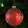Northlight Poinsettia and Holly Glass Christmas Ball Ornament - 4" - Red - 2 of 4