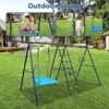 Gulches 6-in-1 Backyard Swing Set - Climbing Ladder/Net, Trapeze Bar, Hammock, Belt Swing & Basketball Hoop, Heavy Steel A-Frame - 3 of 4