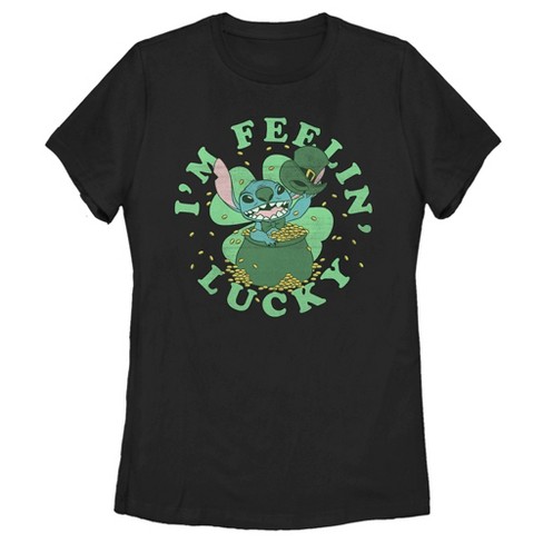 Women's Lilo & Stitch I'm Feeling Lucky T-shirt - Black - X Large