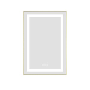 ChicFurnit Bathroom Vanity Mirrors Rectangle Frame Wall Mirror Anti Fog Mirror Decorative Wall Mirrors for Bathroom, Gold, 32"*1.5"*20" - 1 of 4