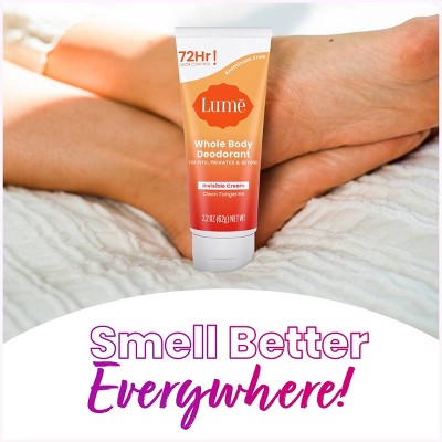 Lume Whole Body Women&#8217;s Deodorant - Invisible Cream Tube - Aluminum Free - Clean Tangerine Scent - 2.2oz_9