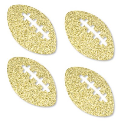 Big Dot of Happiness Gold Glitter Football - No-Mess Real Gold Glitter Cut-Outs - Baby Shower or Birthday Party Confetti - Set of 24