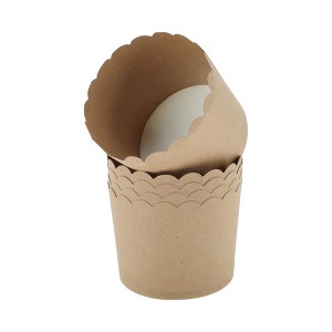 Unique Bargains Disposable Baking Cups Wood Pulp Paper PE Coating Reddish Brown Khaki 2.76"x2.17" 50 Pcs - 1 of 4