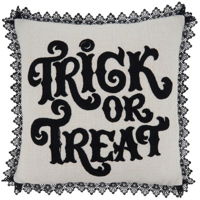 Saro Lifestyle Trick Or Treat Pillow - Poly Filled, 16" Square, Natural