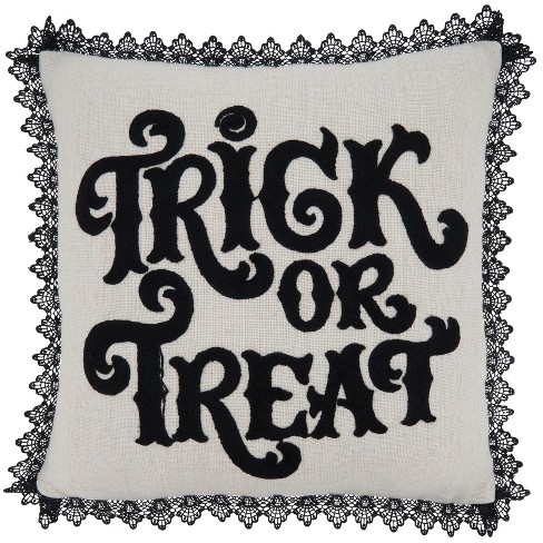 Saro Lifestyle Trick Or Treat  Decorative Pillow Cover, Natural, 16" - image 1 of 3